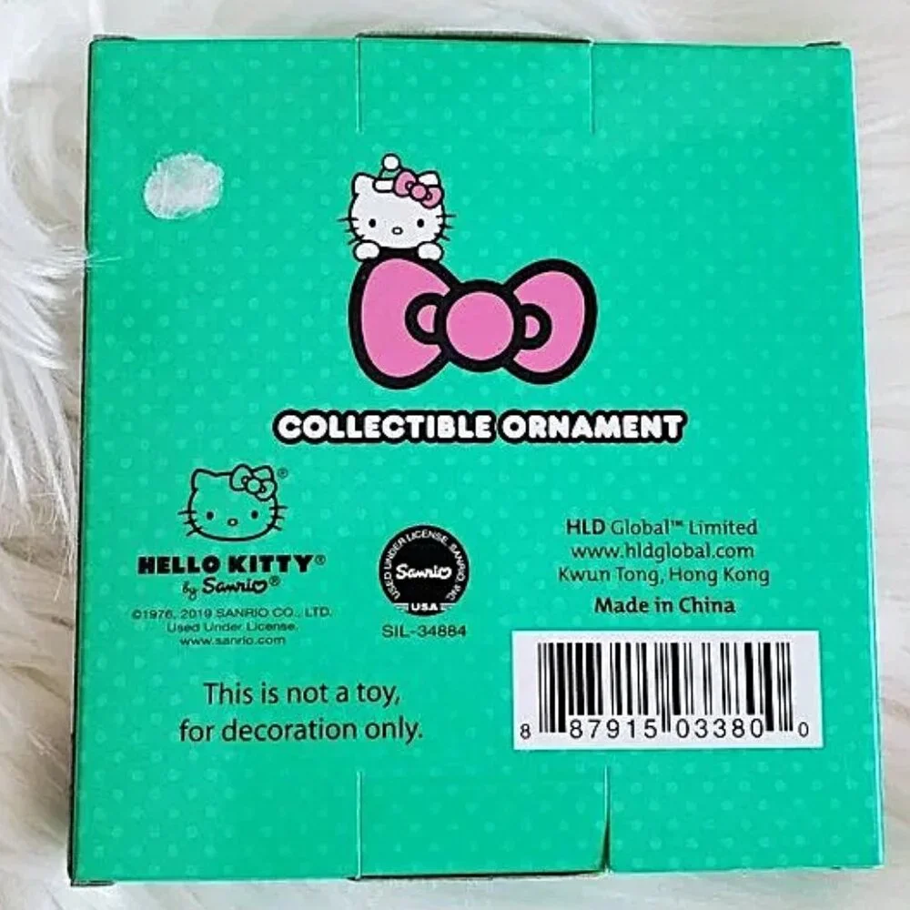 Hello Kitty Collectible Ornament Wearing Pink Dress & A Red Bow